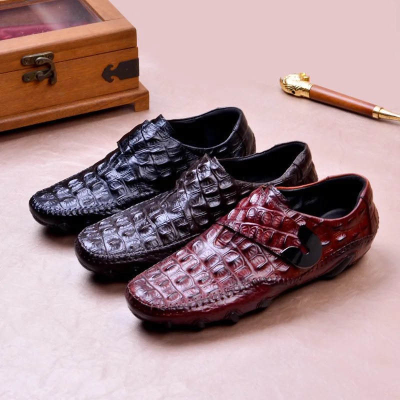Кожаная мужская обувь Сезон весна лето Повседневная дышащая кожаная с узором
