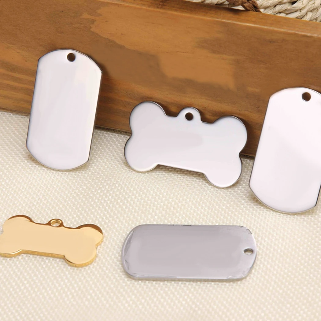 

1pc Hot Selling Pet ID Tag Blank Stainless Steel Fashion Creative Dog Name Tag Cat Tag For Puppies Dog Accessories Solid Color