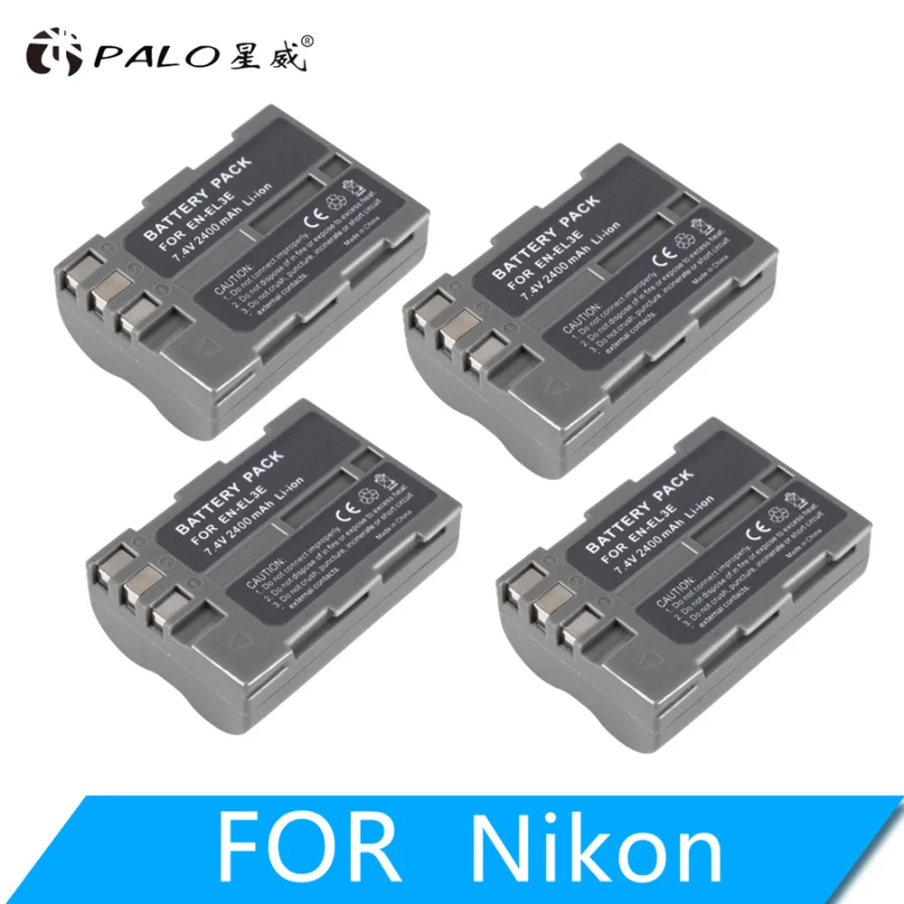 4PCS PALO 2400 мА/ч, EN-EL3E ENEL3E Камера Батарея пакет для Nikon D90 D80 D300 D300s D700 D200 D70 D50 D70s D100 D-100 D-300 D-70 D-90 - Цвет: 4PCS