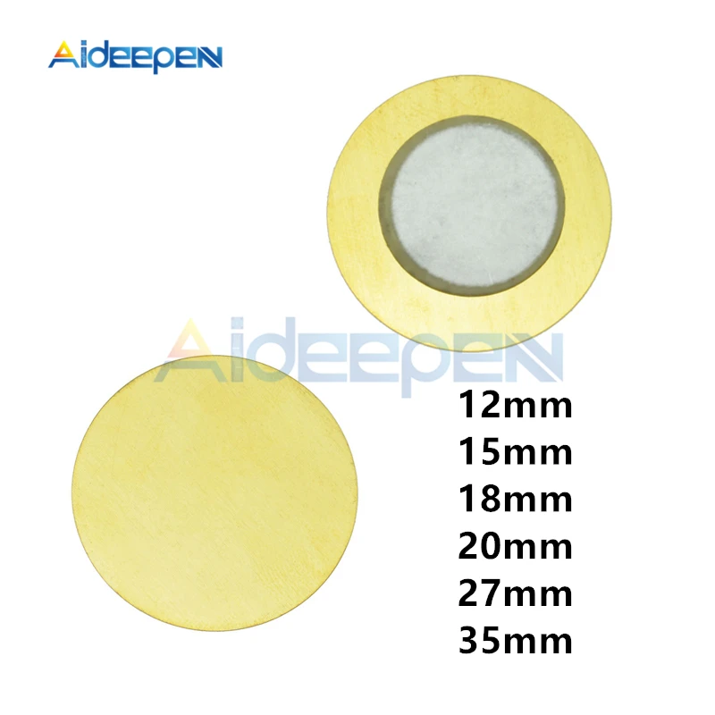 

10Pcs/lot 12mm 15mm 18mm 20mm 27mm 35mm 6.5KHZ Piezo Elements Sounder Sensor Pad Round Trigger Drum Disc Copper