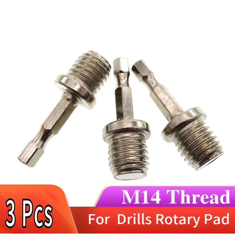 3-Pack Glass Polish Screwdriver Bit Thread Adapter M14 to 6mm Shank for Electric Drills Rotary Backing pad with Drill | Инструменты
