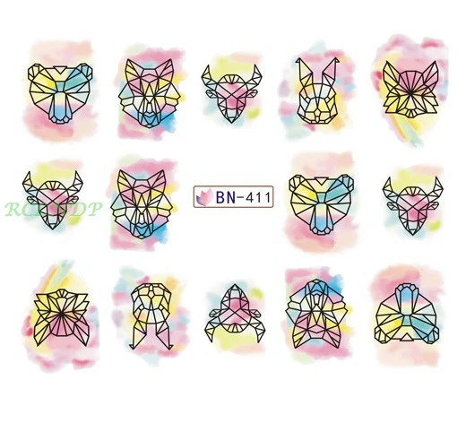 Наклейка на воду для слайдер украшения ногтей Акварельная Сова паутина чернила