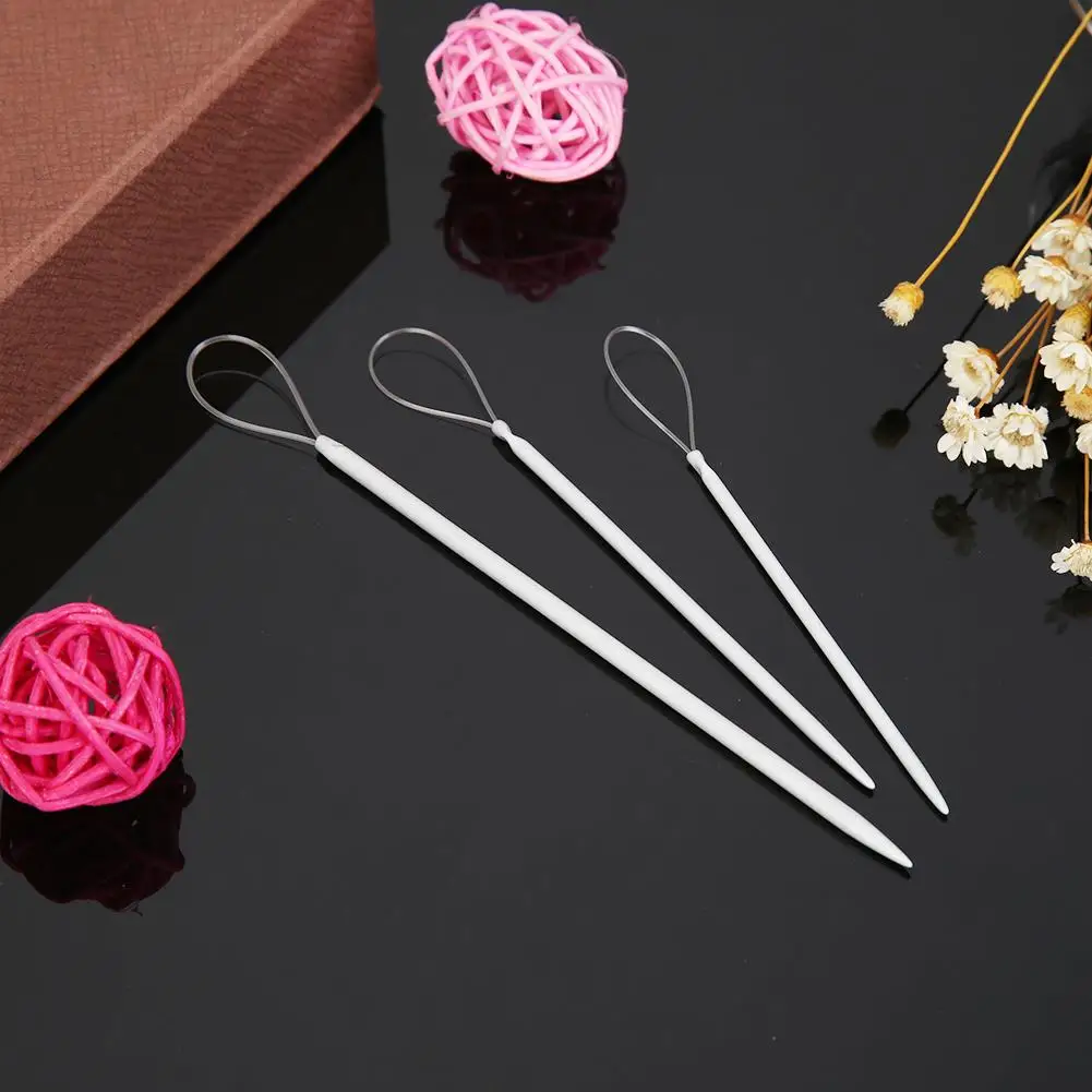 

3pcs Nylon Thread Threader 3 Models Plastic Sweater Crochet Needle Knitting Pulling Hook Tools Home Sewing Accessories