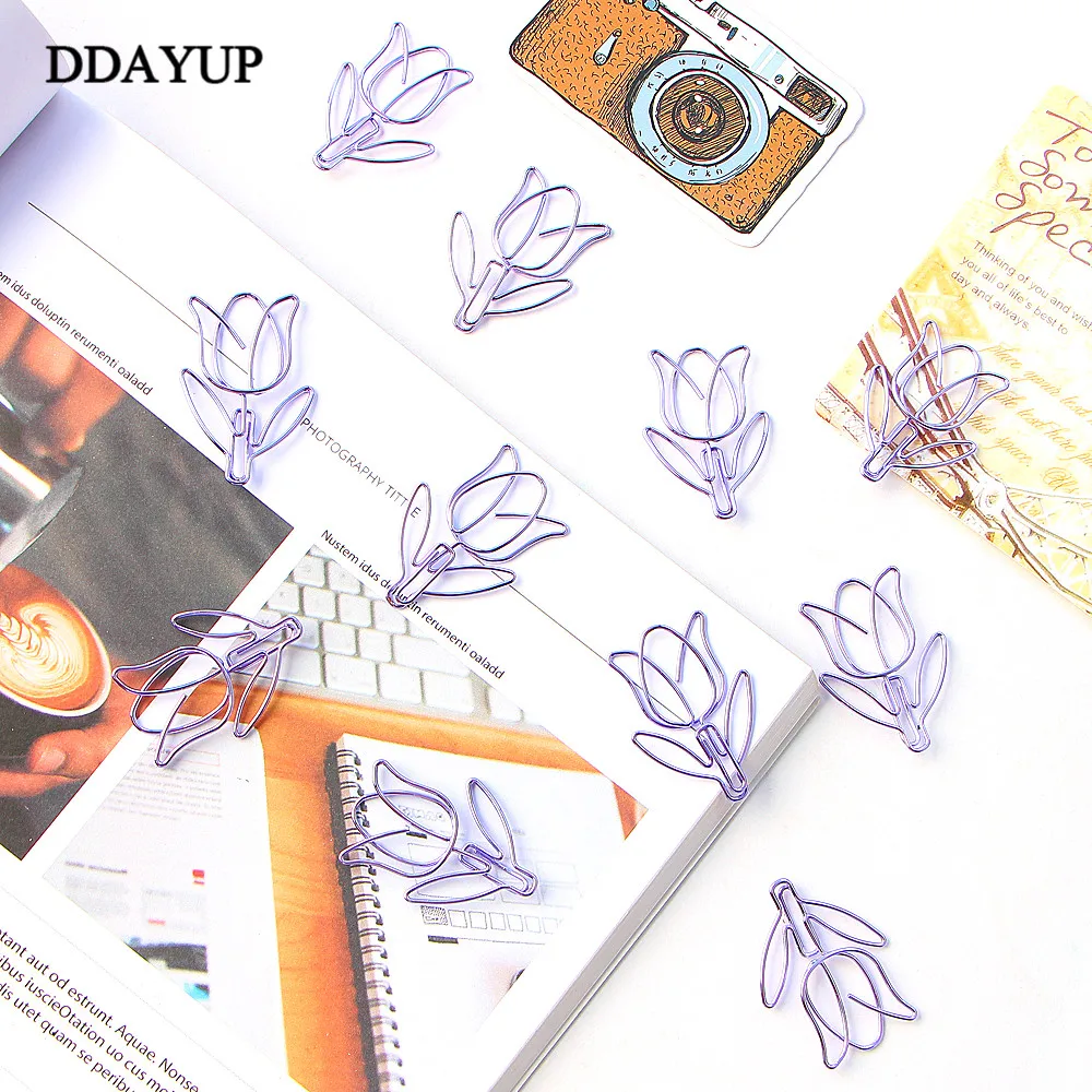 12 шт./лот тюльпан Закладка планировщик зажим для бумаги Материал школьные