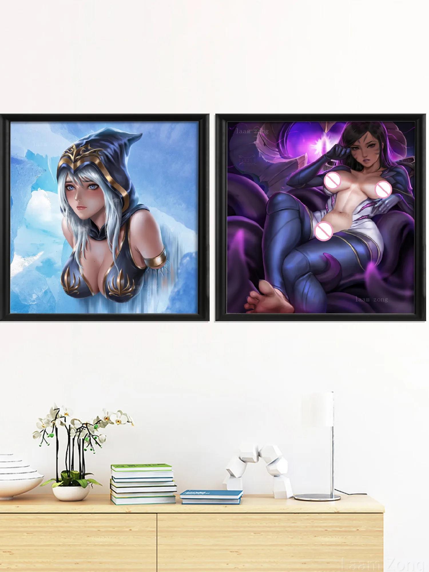 Akali мультфильм сексуальная обнаженная девушка Лига Легенд KDA Evelynn игра Аниме Ahri