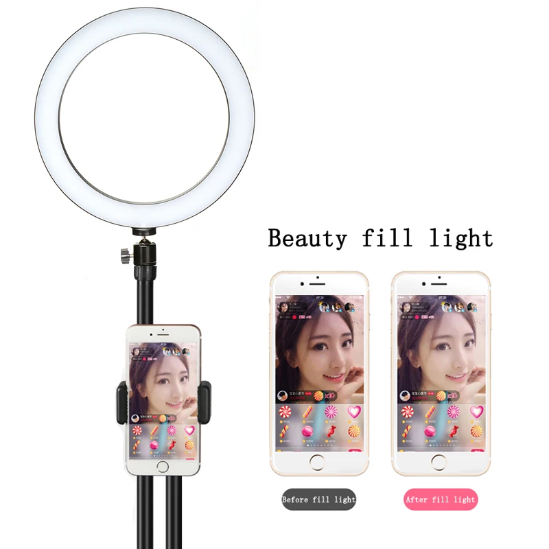 Кольцевая светодиодсветильник лампа 25 5 см с регулируемым кронштейном для