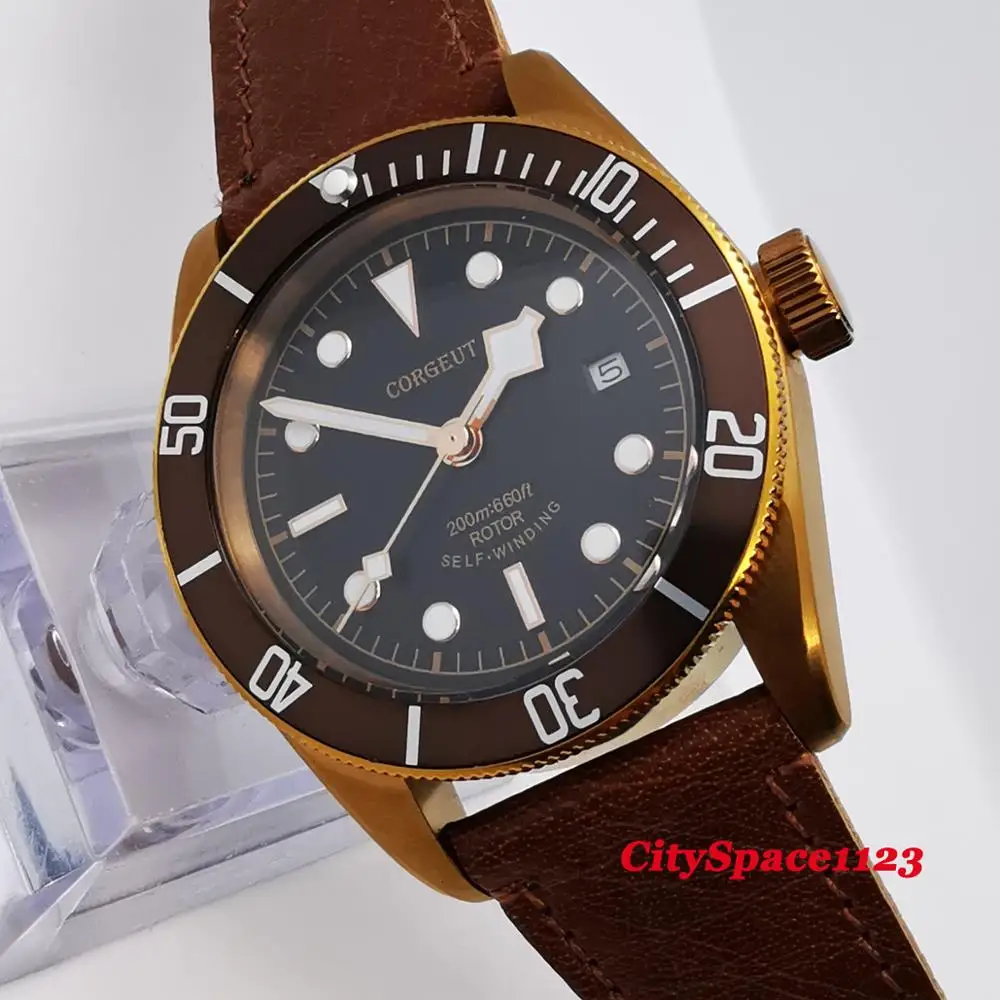 Мужские автоматические механические водонепроницаемые часы с сапфировым