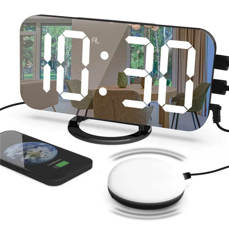 

Vibrating Alarm Clock Automatic Dimming Dual USB Output Vibration Reminder Table Clock New Snooze Night Light LED Digital Clock