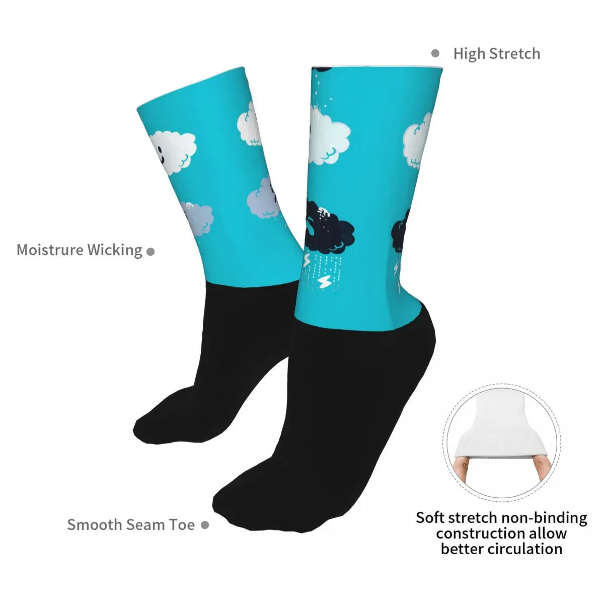 

"Fish" Print Color Men Women Breathable 2-pack Crew Socks