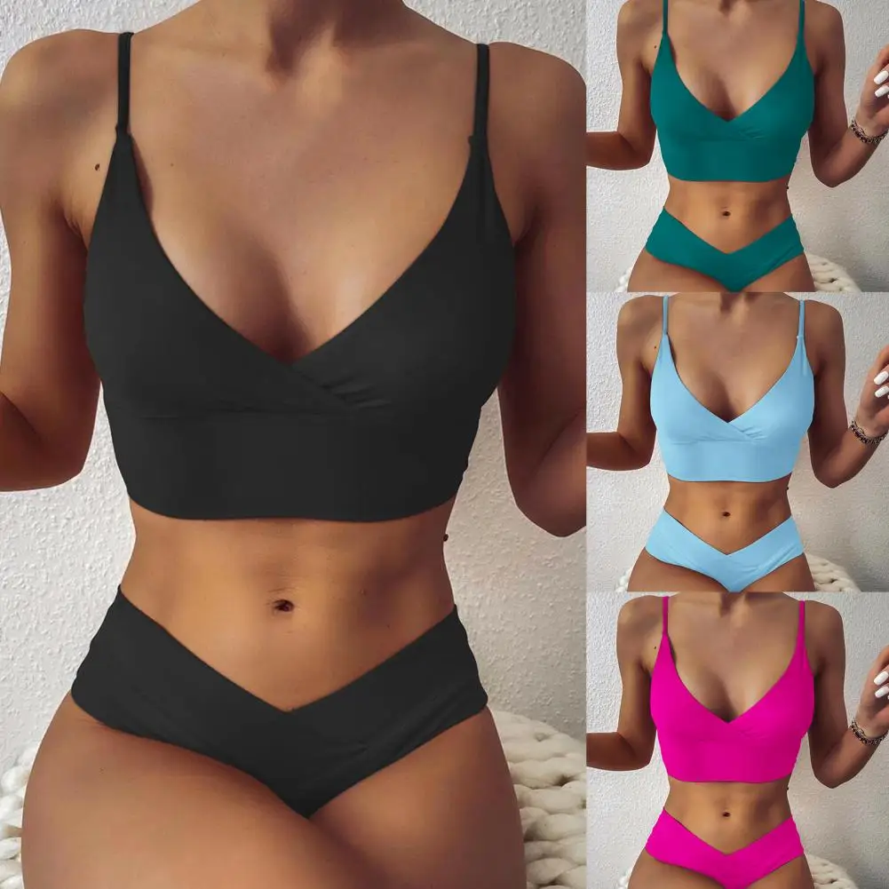 2021 Summer Bikinis Set Women Swimsuit Front Cross Sexy Spaghetti Strap Bikini Suit Beach Wear Bathing | Женская одежда
