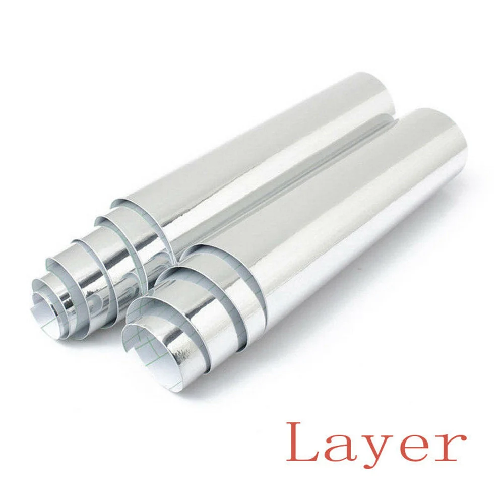 30*152 см Универсальная автомобильная Серебристая хромированная виниловая пленка