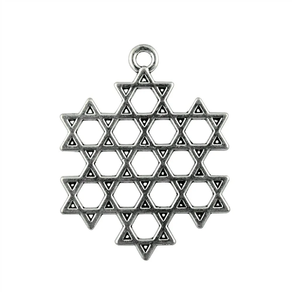 3 шт. 40x31 мм Античная Серебристый оттенок звезды Давида Шарм Подвески Звезда