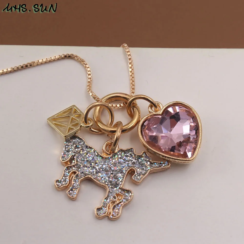 Ожерелье MHS.SUN для девочек с подвесками в виде единорога модная детская