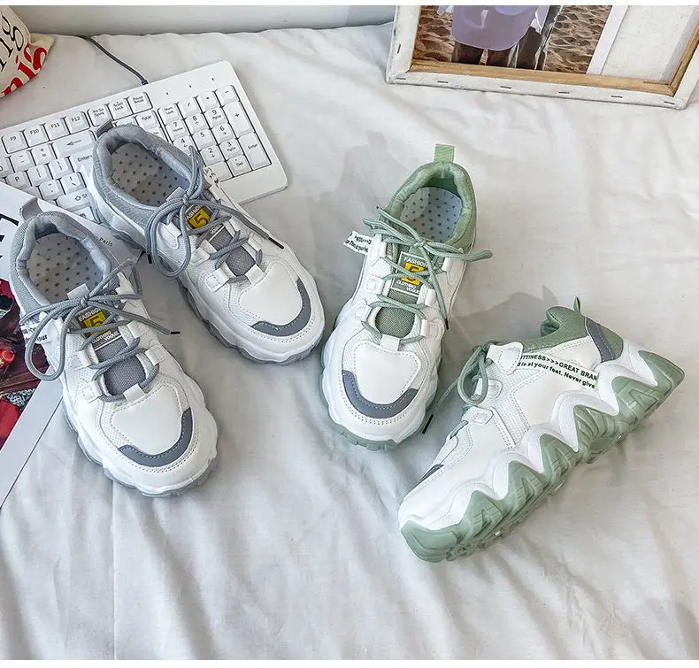 

Женские кроссовки на платформе, дышащие кроссовки из сетчатого материала на плоской подошве, для бега, Осень-зима 2021