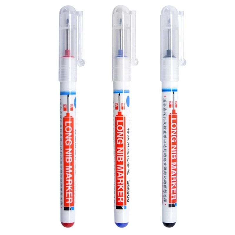 

KDD 3Colors Long Head Markers Bathroom Woodworking Decoration Multi-Purpose Deep Hole Marker Pens