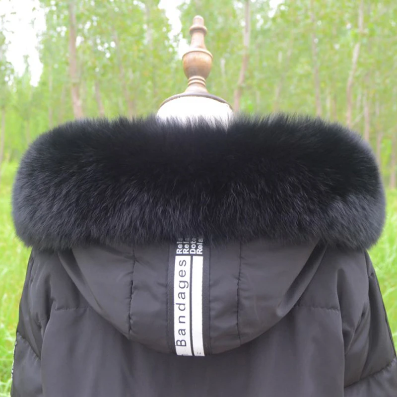 Женский натуральный Лисий меховой воротник шарф из натуральной толстой теплой