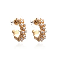 2021 new arrival luxury brand designer imitation pearl c shaped earrings for women charm weeding jewelry wholesale