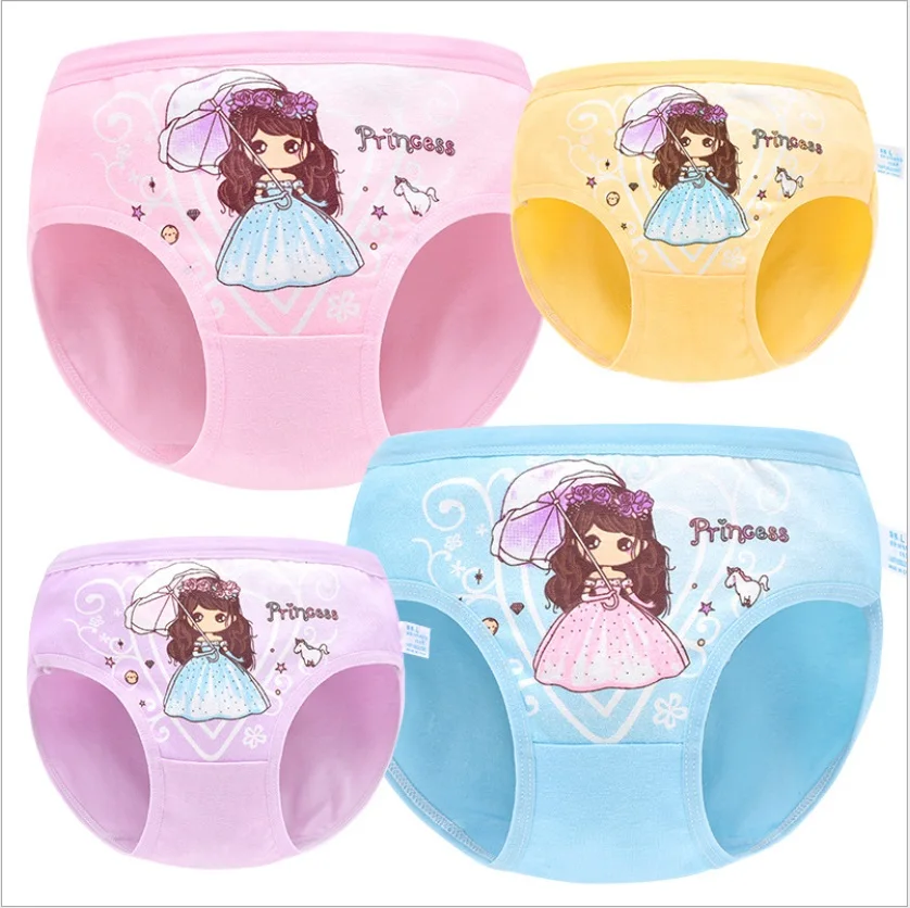 

4 Pcs/lot New Cute Soft Panties Children Cotton Panties Girls Underwear Cartoon Printed Baby girls Kids Briefs for Girl