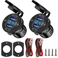 2pcs quick charge 3 0 on off switch waterproof 12v24v qc3 0 usb charger voltmeter for car boat marine truck golf rv motorcycle