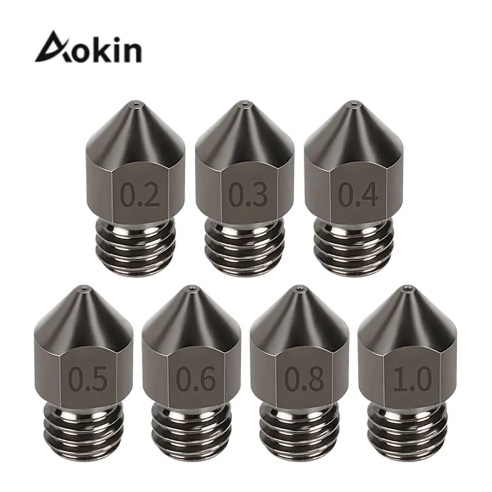 1pc MK8 MK7 Nozzle For 3D Printer Hard Steel Mold Corrosion-Resistant Extruder Threaded 1.75mm 3.0mm Filament Head Brass Nozzles