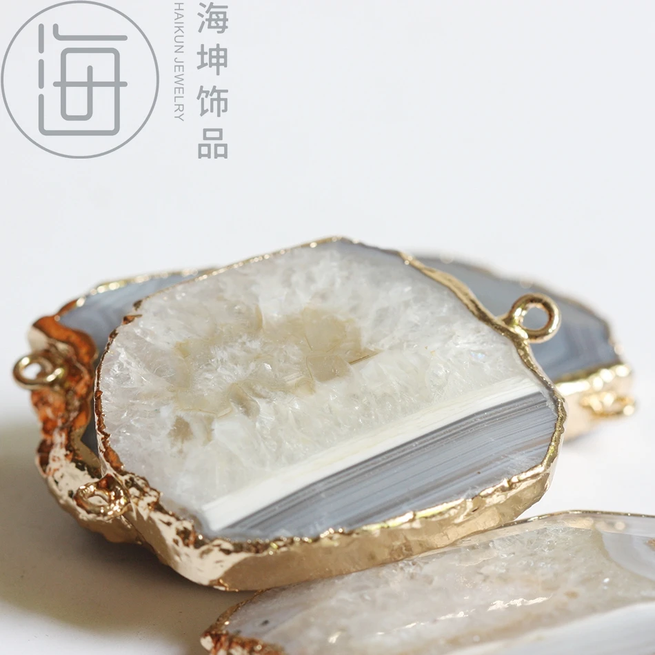 Необычные Бусины Из Натурального драгоценного агата золотые металлические