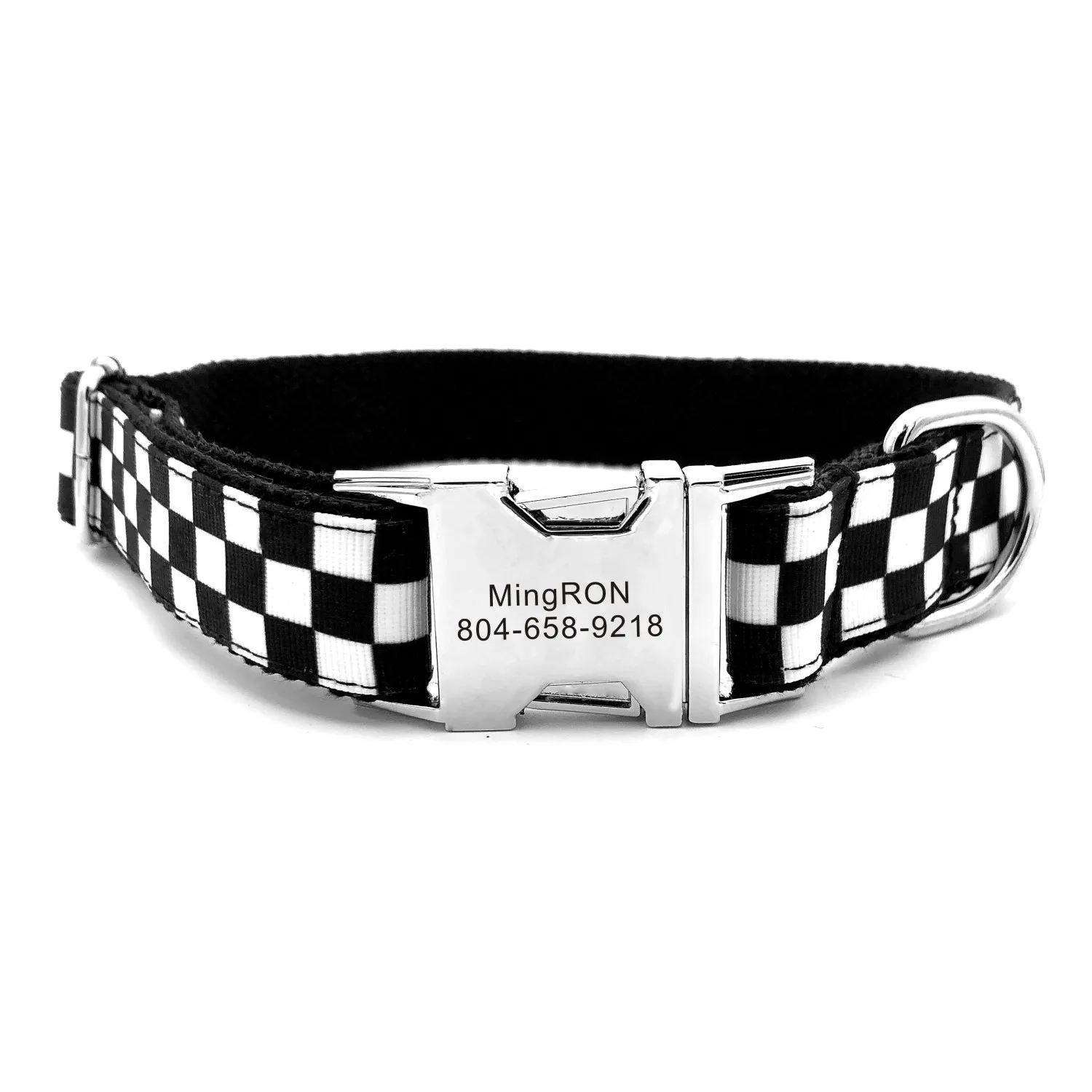 

Free Engraving Pet Collar White Black Cube Cool Durable Custom Puppy Name ID Tag Adjustable Personalized Dog Collars Leash Set