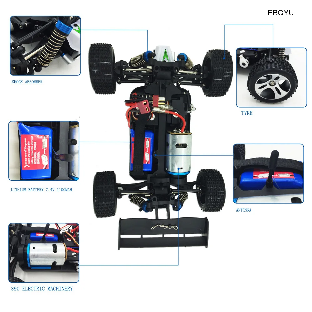 WLtoys A959-B Радиоуправляемый автомобиль 2 4 ГГц масштаб 1:18 4WD 70 км/ч высокоскоростной