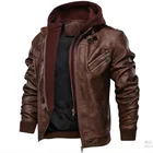 Новый 2021 мужская кожаная куртка для мужчин мотоцикл со съемным капюшоном для девочек; Зимняя куртка для мужчин теплая из натуральной кожи европейский размер Pu кожаная куртка S-3XL