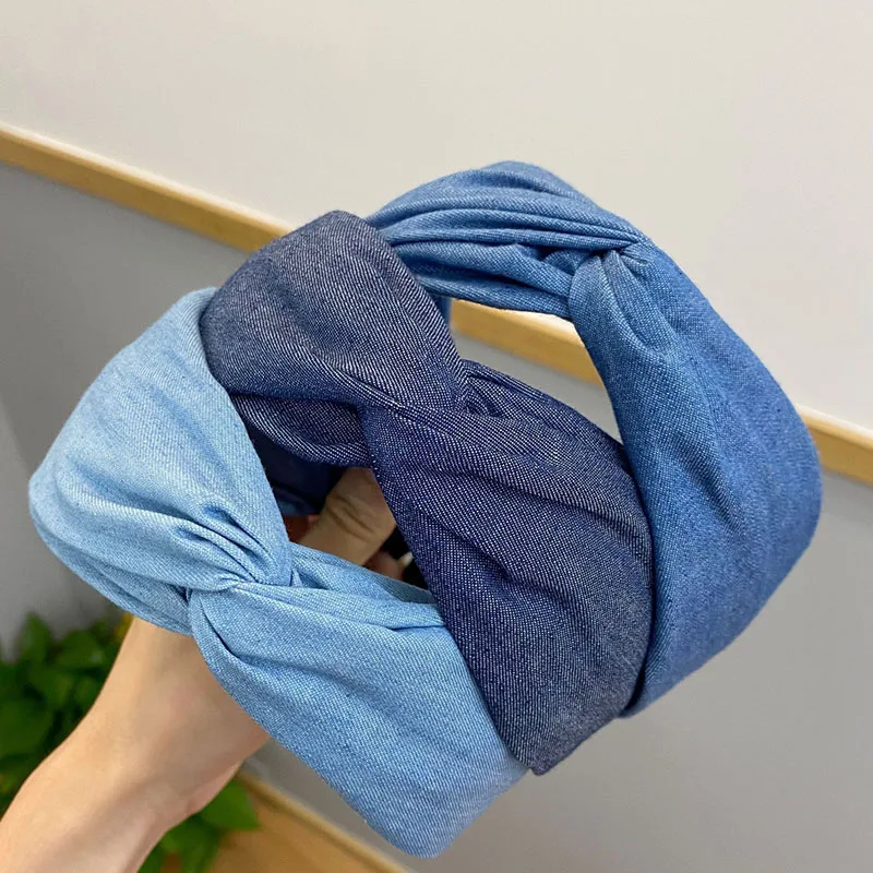 

Women Girls Denim Cross Knot Hairband Headband Adult Hair Accessories