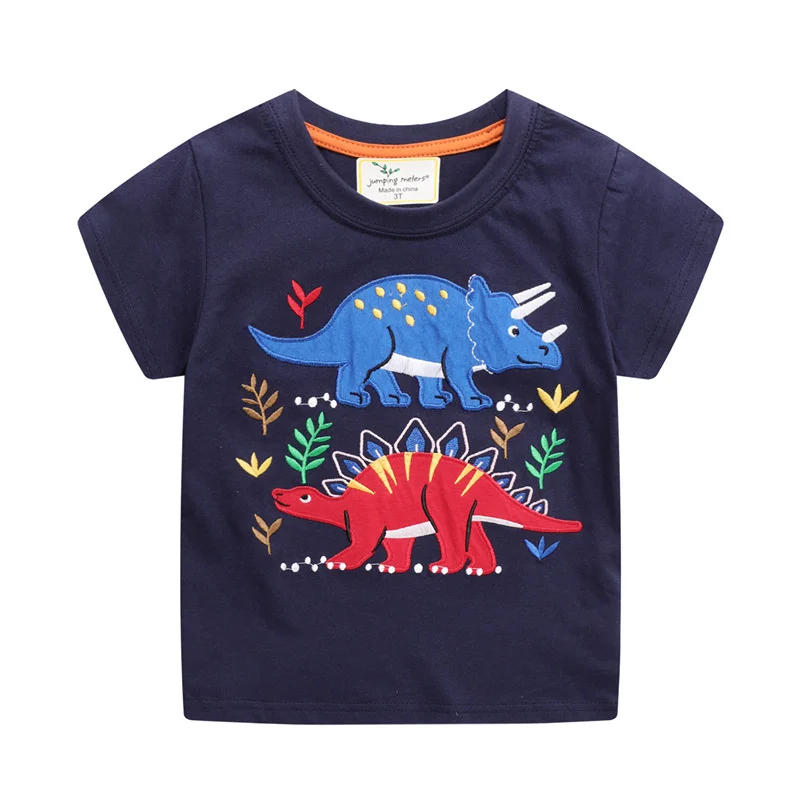 Летние футболки для мальчиков с мультяшным принтом динозавров, Детские хлопковые футболки, модная детская одежда, топы для маленьких мальч...