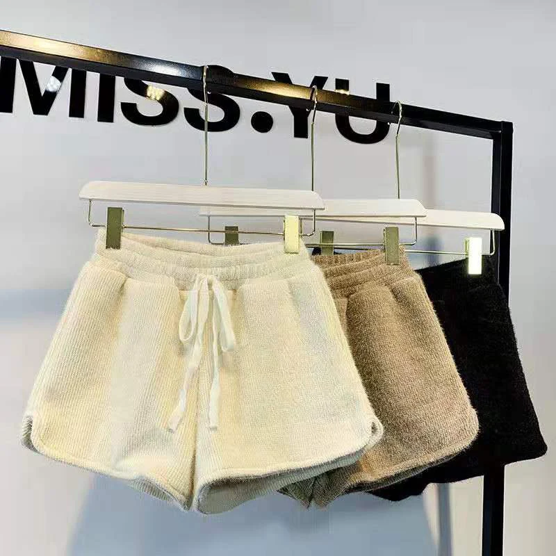 Плотные шорты женская зимняя верхняя одежда с эластичным поясом и широкими