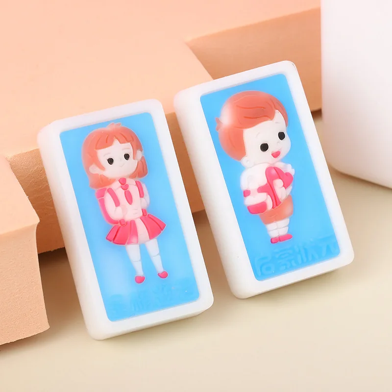 

2Pcs/Set Creative 2D Relief Cartoon Cute Girl Eraser Soft Material with Less Crumb Rubber Children's Drawing Erasers Stationary