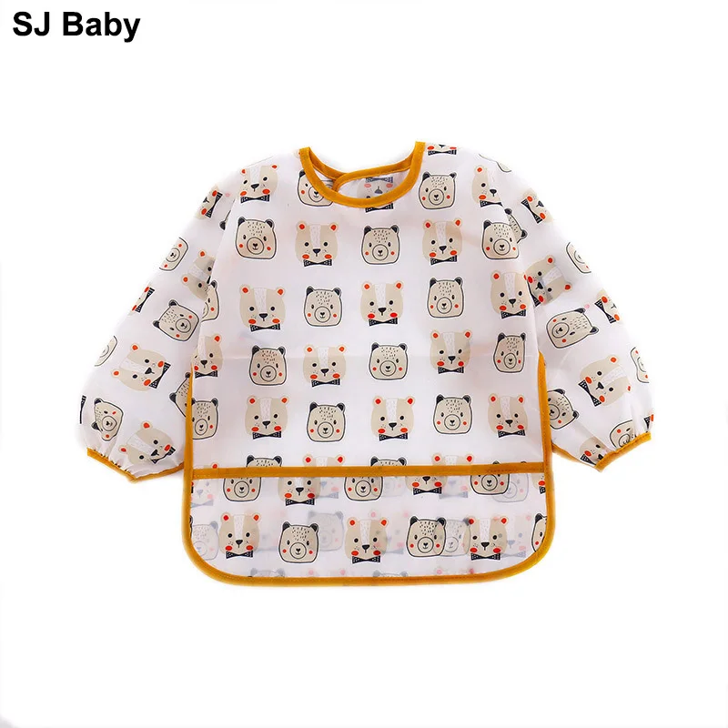 Детские нагрудники водонепроницаемые Слюнявчики с длинным рукавом фартук для