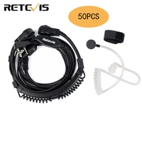 50pcs flexible throat mic headset walkie talkie ptt earpiece for kenwood baofeng uv 5r uv 82 retevis h777 rt 5r rt22 rt3 c9026a