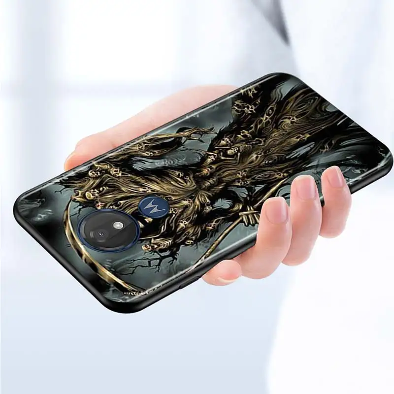 

Grim Reaper Skeleton Skull for Motorola G9 G8 G E7 E6 One Play Marco Hyper Fusion Stylus Power Edge Plus Black Phone Case