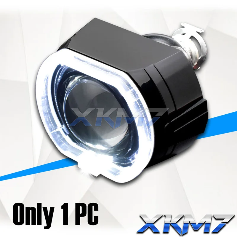 1 PC 2,5 фары, линзы, светодиодный фонарь для бега, квадратные спортивные ангельские глазки, Halo, биксеноновые линзы, HID проекторы, черные кожухи для автомобиля, мотоцикла - Цвет: 1 PC