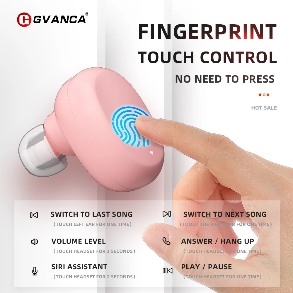 GVANCA I-10 TWS Fingerprint Touch 5,0 Bluetooth наушники беспроводные наушники HD стерео наушники умные наушники с шумоподавлением