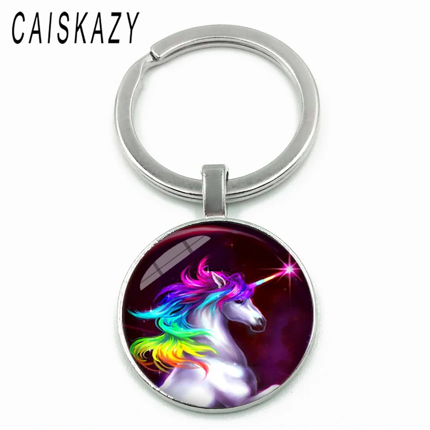 Красивая бабочка фея с единорогом стекло кабошон брелок Белый Единорог Лошадь