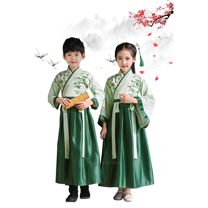 Подростковый 110 160 см Традиционный китайский национальный костюм Hanfu платье для