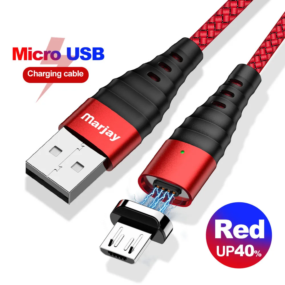red micro cable Магнитный кабель Marjay Micro usb type C для быстрой зарядки телефона Micro usb type-C магнитное зарядное устройство USB C для iphone huawei xiaomi кабель - Цвет: red micro cable