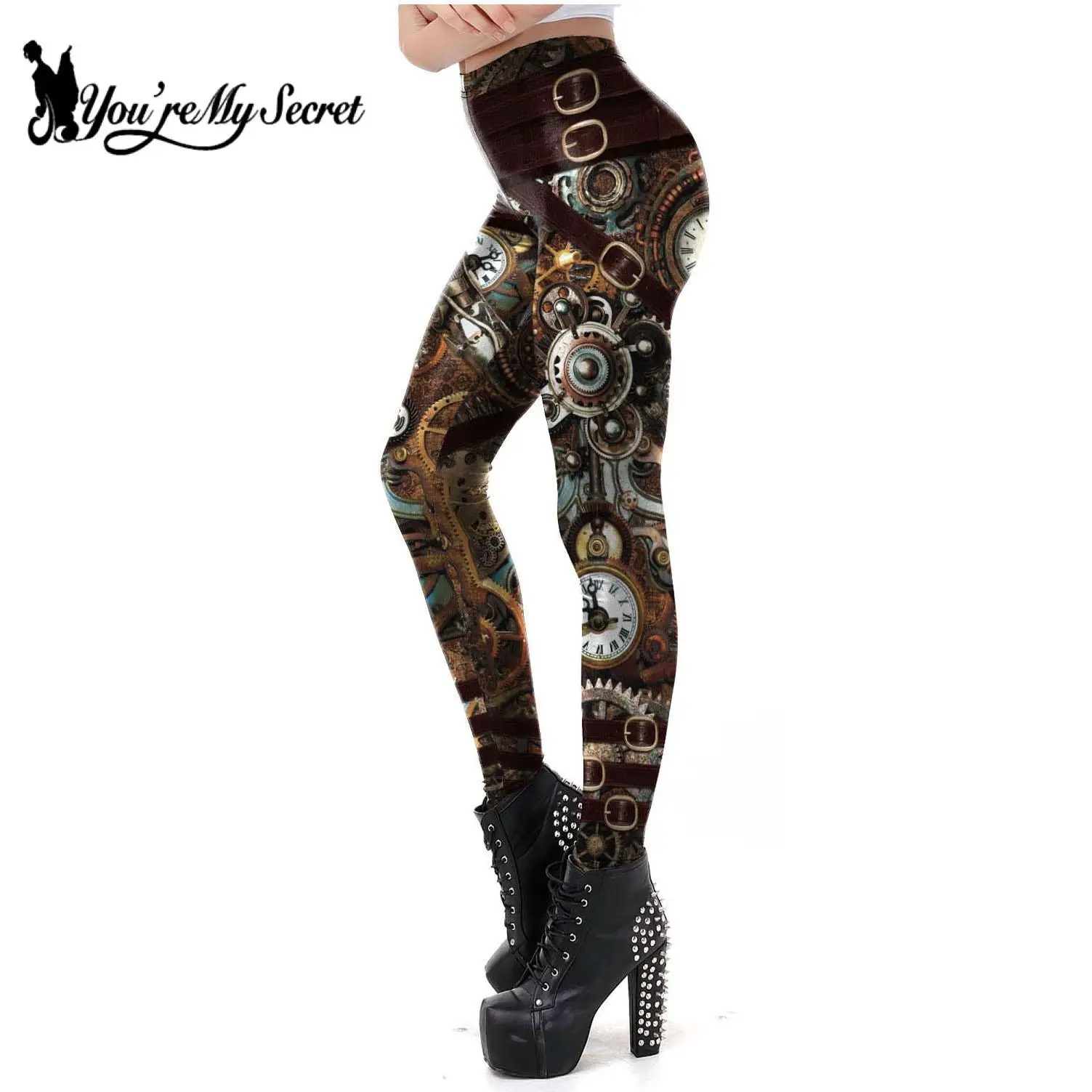 

[You're My Secret] Vintage Mechanical Gear Women Leggings Workout Pants 3D Printed Steampunk Slim Leggins Fitness Sexy Legins