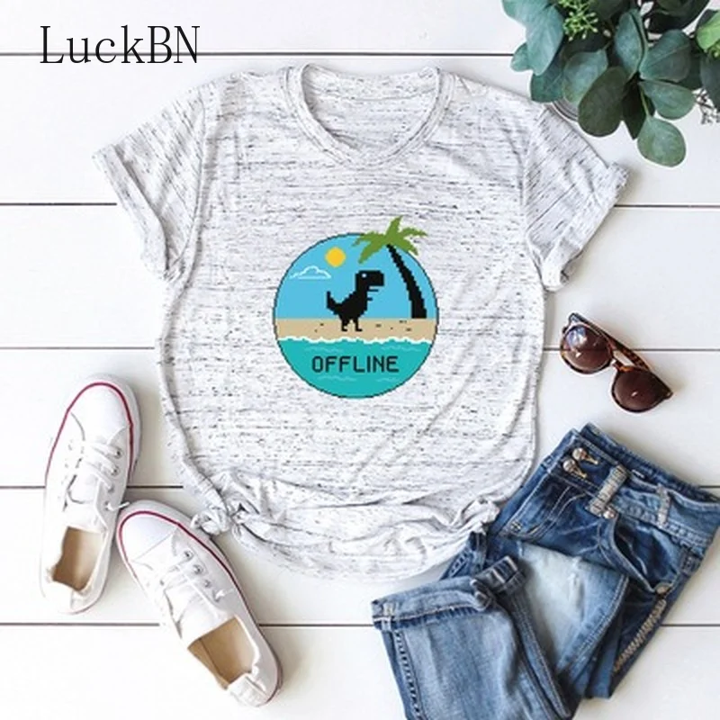 Летняя Милая футболка с мультяшным принтом в стиле Харадзюку женская одежда для