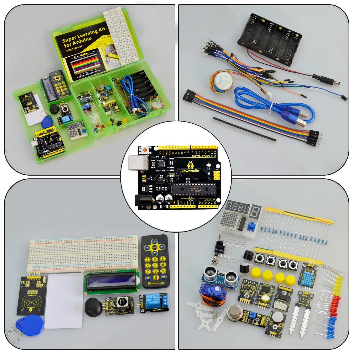 Стартовый набор Keyestudio Super с платой V4.0 для Arduino стартовый UNOR3 32 проекта + учебное