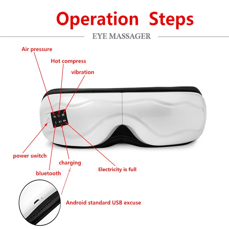 

Vibration Eye Massager Air Pressures Hot Compress Therapy Glasses Eyes Care Device Bluetooth Music smart eye massager