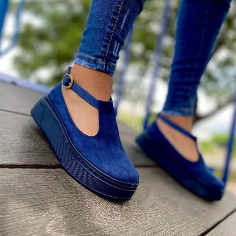 

Women Fashion Platform T-Shaped Design Casual Sandals Women Shoes Womens Platform Heels PU Leather Zapatos De Mujer HC994