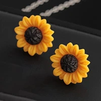 fashion sunflower flower studs earrings for women 2021 statement jewelry