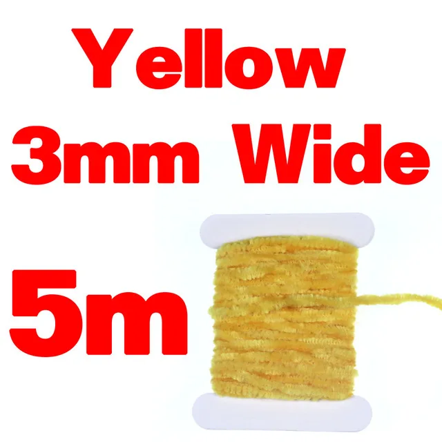 Yellow 3mmX5m Wifreo 2 мм 3 мм завязывание мушек синель для шерстяных червей пиявки Стример Летать завязывание материал тела цвет красный черный оливковый желтый - Цвет: Yellow 3mmX5m