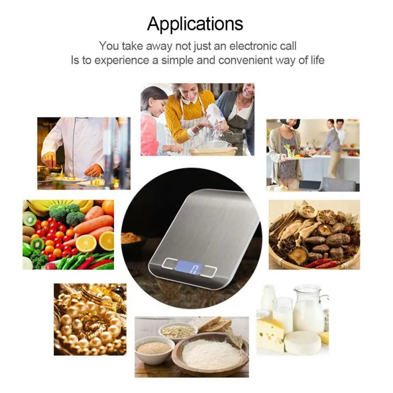 Электронные электронные весы из нержавеющей стали с ЖК-дисплеем кухонные для