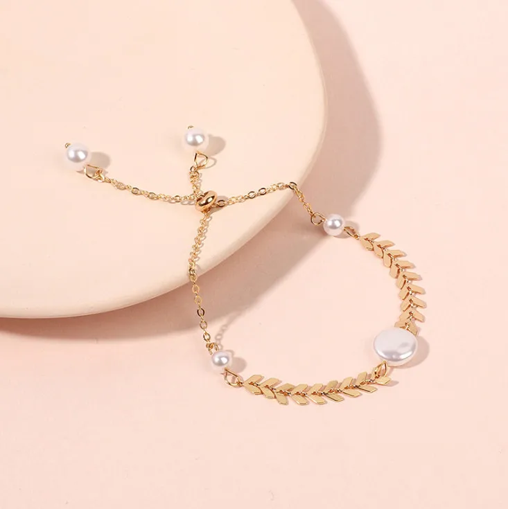 Золотые жемчужные браслеты серьги ожерелье Ювелирные наборы для женщин подарок