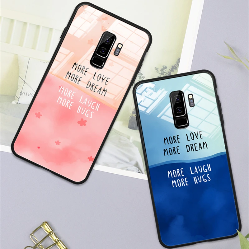 

Phone Case For Samsung Galaxy S9 Plus s8 Case New Fashion Contrast color Tempered Glass Hard Cover For Samsung S8 Plus s9 Casing